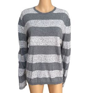 Banana Republic cotton/cashmere blend striped sweater elbow patches size L